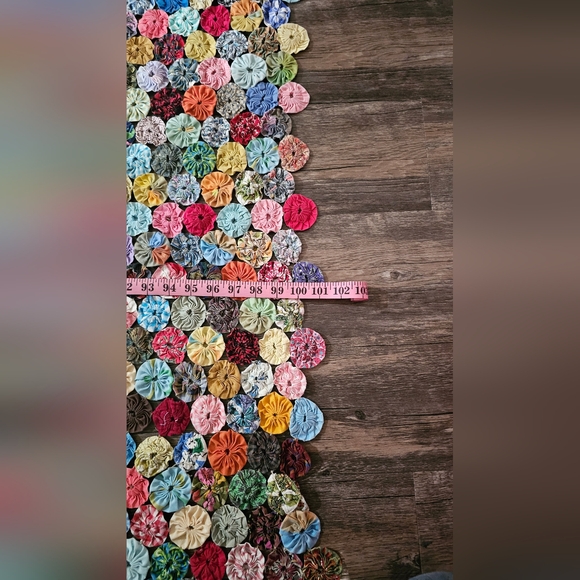 Vintage Handmade Colorful Yo-yo Patchwork Quilt Bedspread King 85.5"x101" - Picture 6 of 16